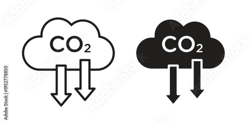 Low carbon dioxide icon Line Design Vector Illustration. Solid Black icons