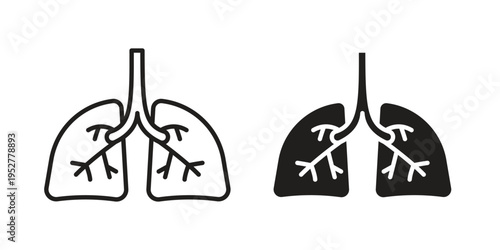 Lung icon Line Design Vector Illustration. Solid Black icons