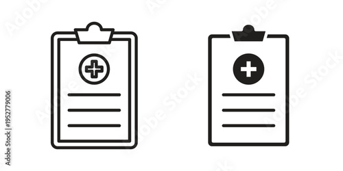 Medical record icon Line Design Vector Illustration. Solid Black icons