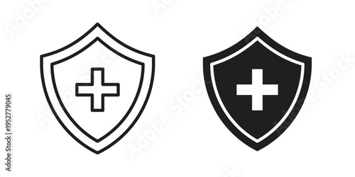 Medical insurance icon Line Design Vector Illustration. Solid Black icons