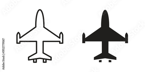 Military aircraft icon Line Design Vector Illustration. Solid Black icons