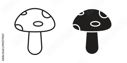 Mushrooms icon Line Design Vector Illustration. Solid Black icons