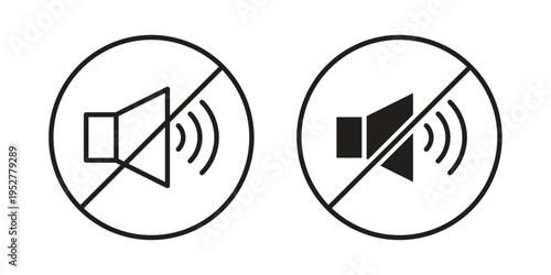 Mute sound icon Line Design Vector Illustration. Solid Black icons