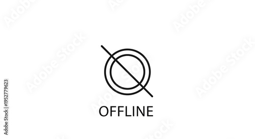 Offline Icon Symbol with Text - Internet Connection Status