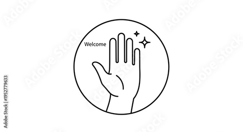 Open Hand with Sparkle and Welcome Text - Symbol of Greeting, Openness, and Cleanliness