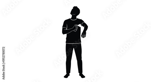 Vector silhouette of a man standing with one hand on hip