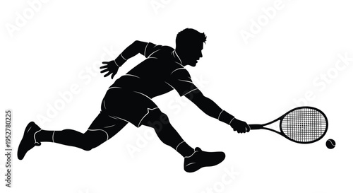 Black silhouette of a man playing tennis vector