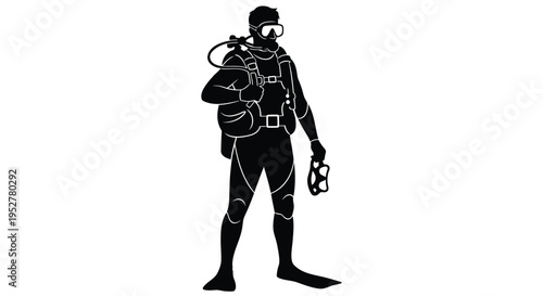Scuba diver icon vector