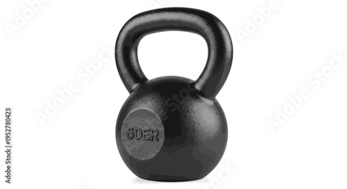 Heavy black kettlebell with a textured surface and prominent '60ER' marking is perfectly suited for strength training exercises.