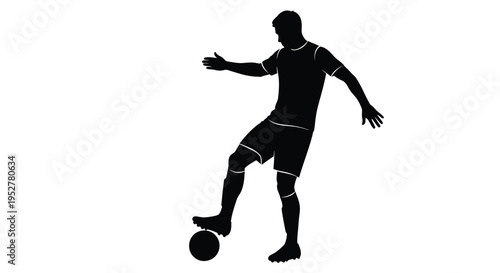 Black silhouette of a soccer player kicking a ball vector