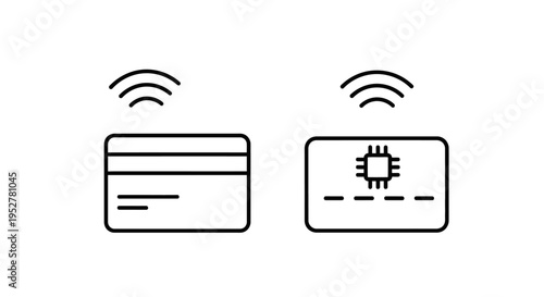 contactless credit and debit card icons illustrating modern digital transactions and nfc technology for secure payments.