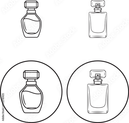 Minimal Perfume Bottle Silhouette Icon Beauty and Luxury Fragrance Vector Design