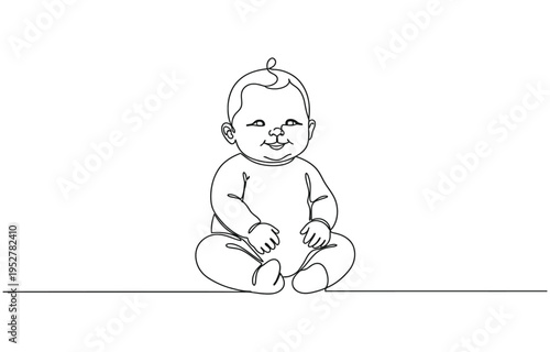 Continuous one line drawing of crawling baby. Happy baby boy learn to crawl on the floor.