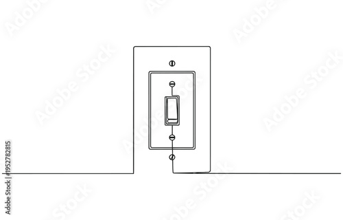 Continuous one line drawing of Hand turn off the light for save electricity.