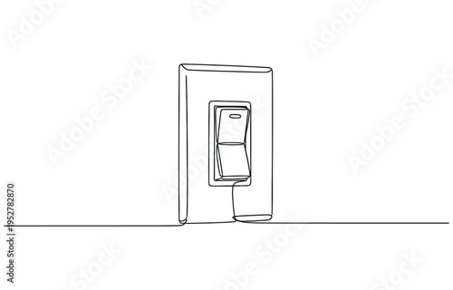Continuous one line drawing of Hand turn off the light for save electricity.