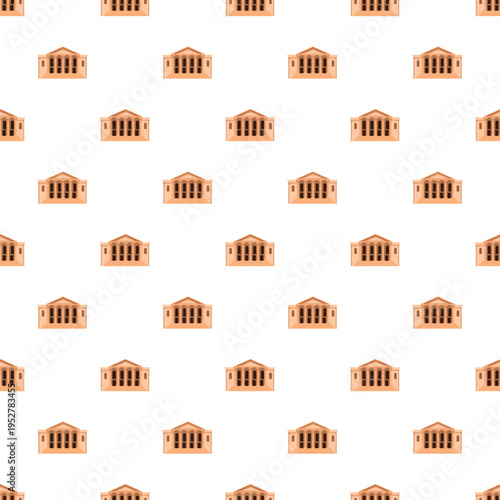 Building facades creating a repeating decorative pattern on a clean white background