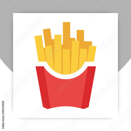 Isolated Golden French Fries Icon in Red Box – Fast Food Vector Illustration