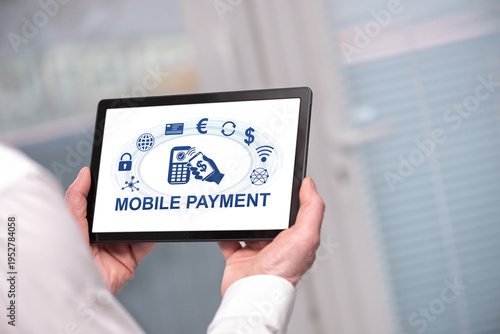 Mobile payment concept on a tablet