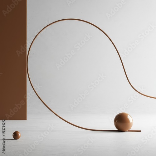 A stark curved line provides visual tension against a vast, rough white space. Elegant, simple, and meditative abstract geometry, gray, minimal art, shadow