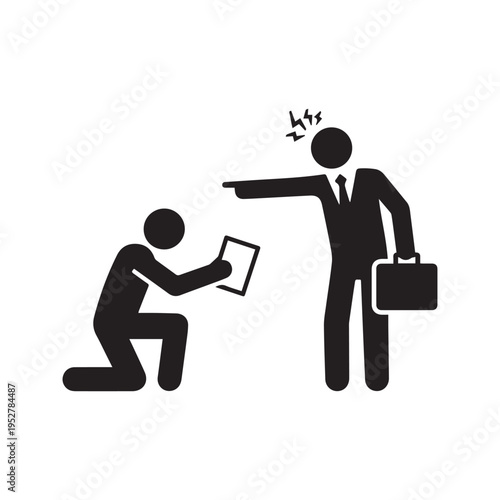 Vector Icon of an Angry Boss Firing an Employee or Giving a Reprimand
