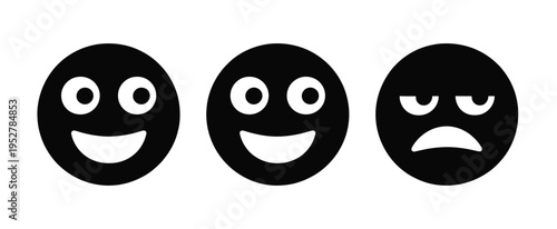 Collection face sad silhouette icon vector set for logo, clean minimal unhappy emotion symbols