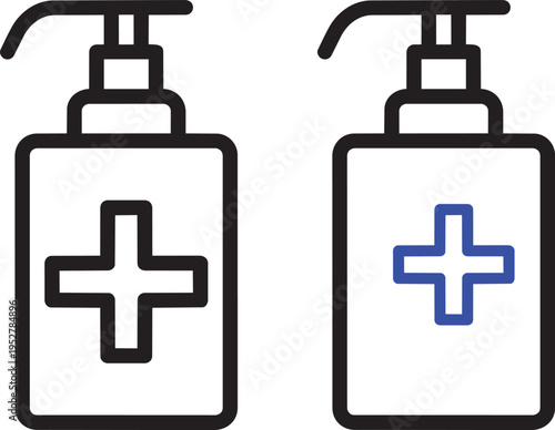 Hygiene Essentials: A close-up showcases a pair of hand sanitizer dispensers, meticulously illustrating the concept of cleanliness. Embodying a vital component of personal hygiene.