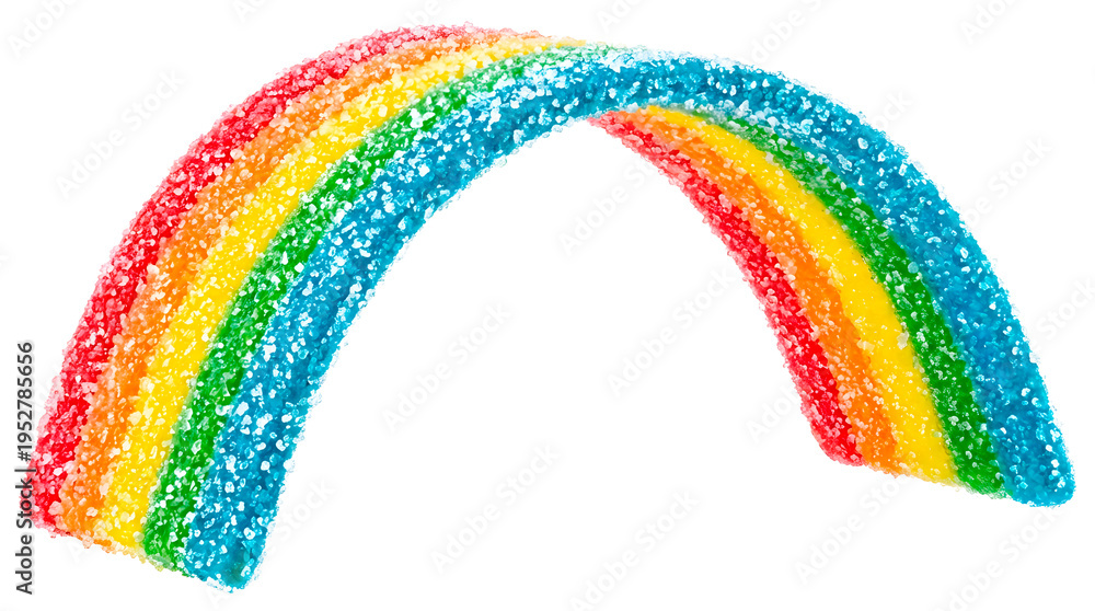 Naklejka premium A vibrant rainbow arc against a clear sky, symbolizing hope, diversity, and the beauty of nature. The colorful arc is a cheerful spectacle. 