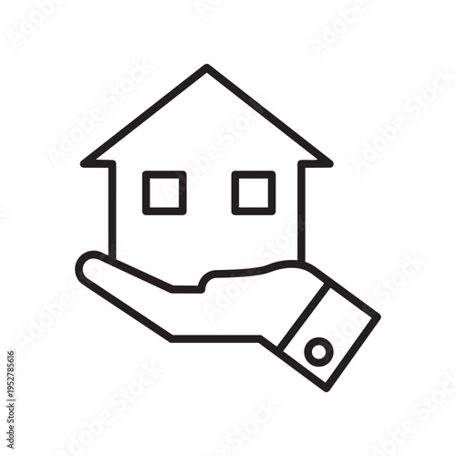 Hand Holding a House Icon: Conceptual illustration depicts a hand cradling a house icon, symbolizing concepts such as home ownership, property investment, or housing security.