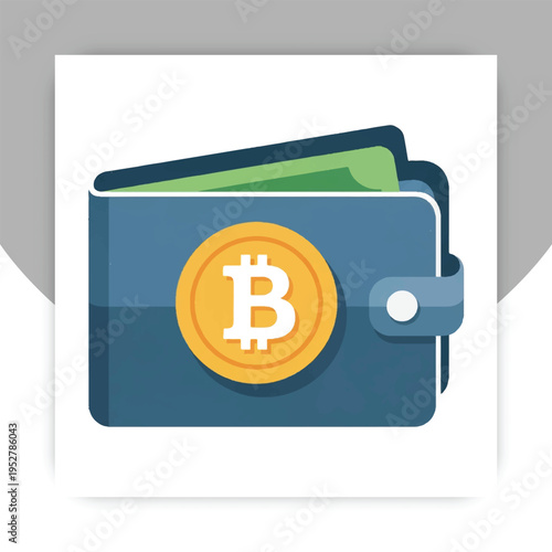Isolated Bitcoin Wallet Icon – Digital Cryptocurrency Wallet Vector Illustration