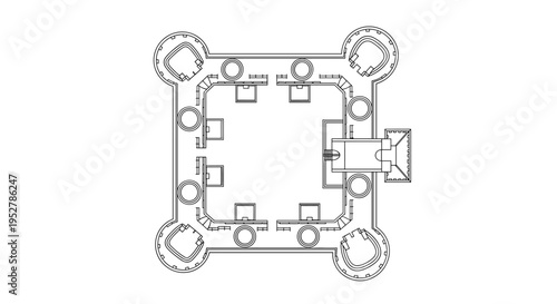 A detailed technical drawing of a mechanical device with various components and parts, Generative AI.