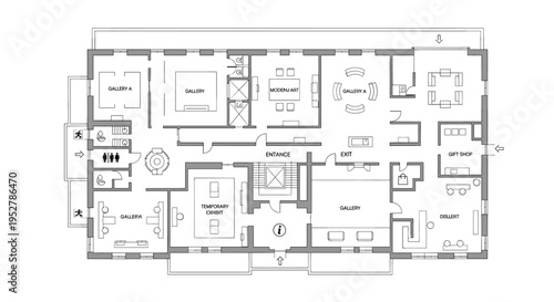 A detailed architectural floor plan design with various rooms and spaces for construction or real estate purposes, Generative AI.