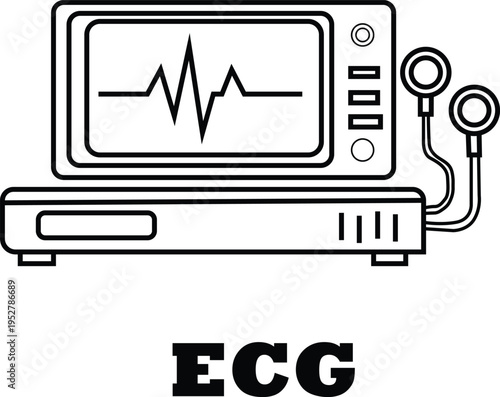 An electrocardiogram machine with a stethoscope