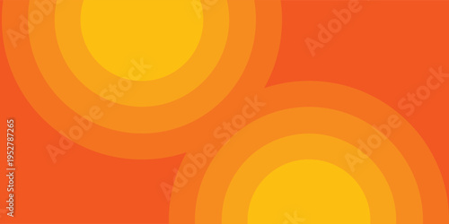 Bright vector background with concentric circles in yellow to orange gradient, radiating from the center like a sunburst for a warm, energetic, and eye-catching effect. illustration eps10