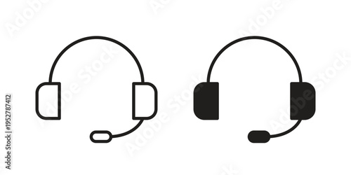 Support headset icon. filled flat sign for mobile concept. glyph and line symbols