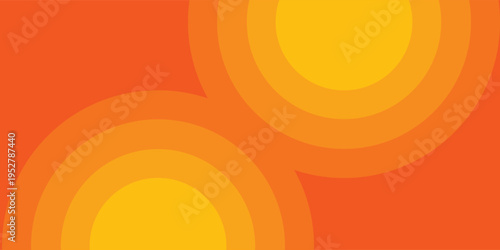 Bright vector background with concentric circles in yellow to orange gradient, radiating from the center like a sunburst for a warm, energetic, and eye-catching effect. illustration