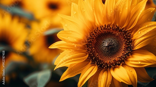A photo of a close-up of a sunflower with vivid petals