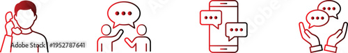 Communication icons line style message chat call symbols