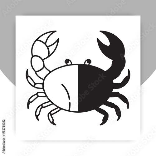 Isolated Crab Silhouette Icon – Marine Seafood Animal Black Vector Illustration,