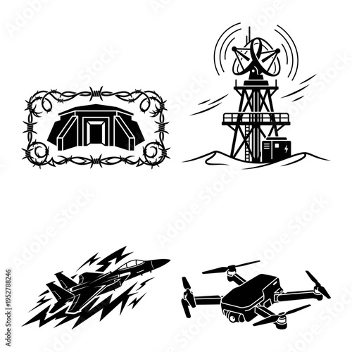 Anchor route and defense arrow icon bundle