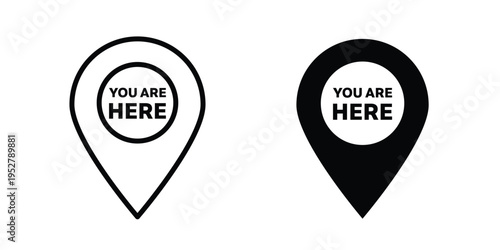 You are Here Pointer icon. filled flat sign for mobile concept. glyph and line symbols