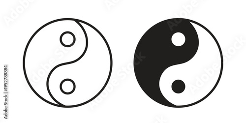 Yin yang icon. filled flat sign for mobile concept. glyph and line symbols