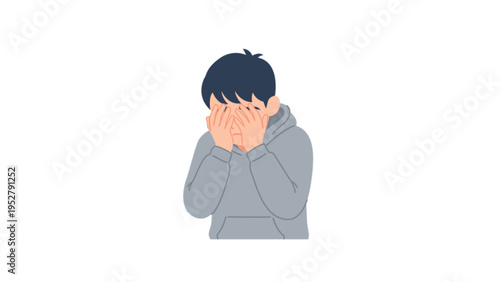 young man with hands on head