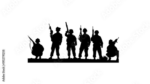 vector silhouettes of  army