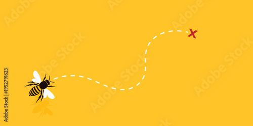 Vászonkép Background Flying bees. Yellow banner of bees with goals