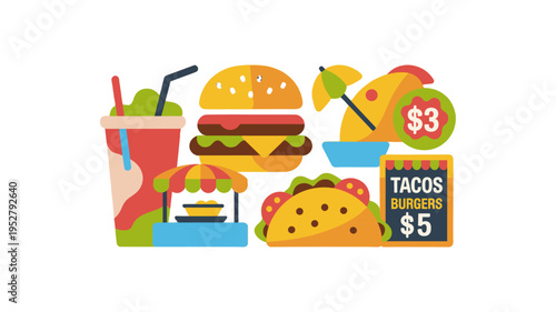 Delicious fast food composition.