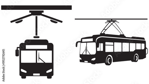 Electric Bus Charging With Pantograph Arm Icon — Minimal Black-and-White Solid Silhouette, Flat Vector, Isolated On White
