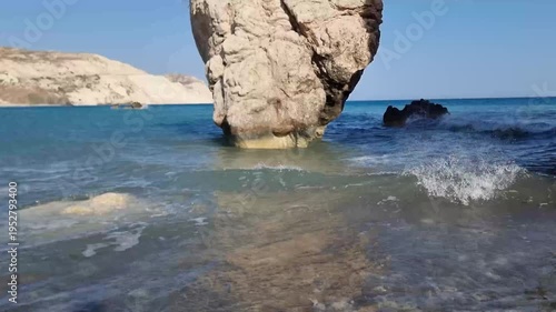 Rock in Shallow Water at Aphrodites Beach, Cyprus
