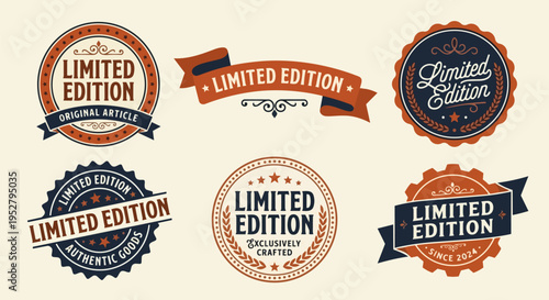 Vintage limited edition labels and badges set for exclusive product branding