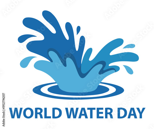 Blue Water Splash on World Water Day Vector on a White Background