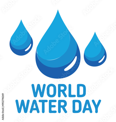 Blue Water Droplets World Water Day Vector on a White Background